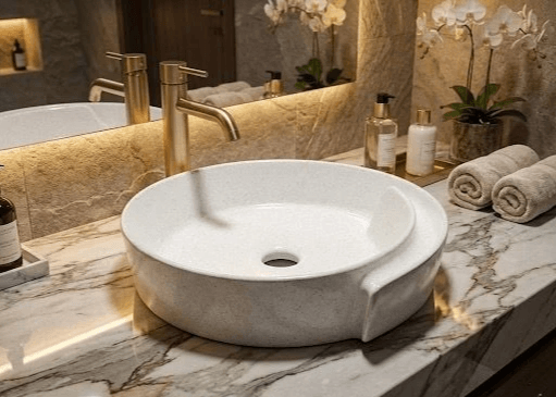 Bol à poser Tunisie / Bol de salle de bain Tunisie /Bol à poser salle de bain Tunisie / Vasque  arrondie blanc Tunisie