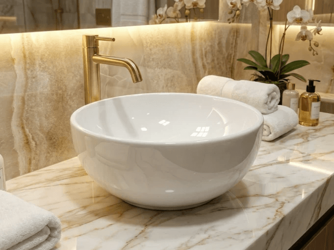 Bol petite salle d'eau Tunisie / Petites Salle de bains Tunisie / Bol à poser mini prix Tunisie / Petite vasque bol à poser blanche Tunisie / Vasque de salle de bain forme de bol Tunisie