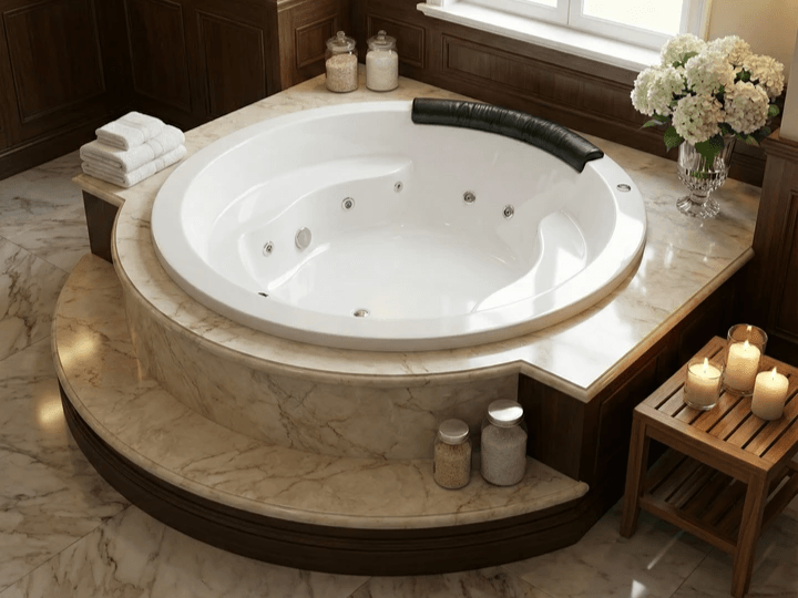 Baignoire hydromassage en ilôt Tunisie / Salle de bain Tunisie / Baignoire hydromassage centrale Tunisie