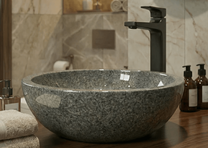 Bol à poser salle de bains Tunisie / Bol à poser pas cher Tunisie / Bol à poser gris Tunisie / Vasque bol 44 cm Tunisie / Vasque à poser ronde grise Tunisie