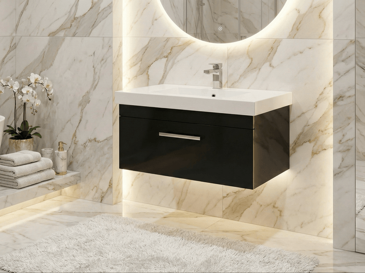 Meuble de salle de bain Tunisie / Salle de bain Tunisie / Meuble pour salle de bain design Tunisie / Meuble de salle de bain Hydrofuge Tunisie / Meuble de salle de bain High Gloss Tunisie