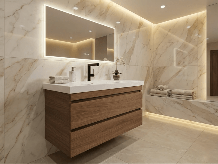 Meuble de salle de bain Tunisie / Salle de bain Tunisie / Meuble pour salle de bain design Tunisie / Meuble de salle de bain Hydrofuge Tunisie / Meuble de salle de bain High Gloss Tunisie