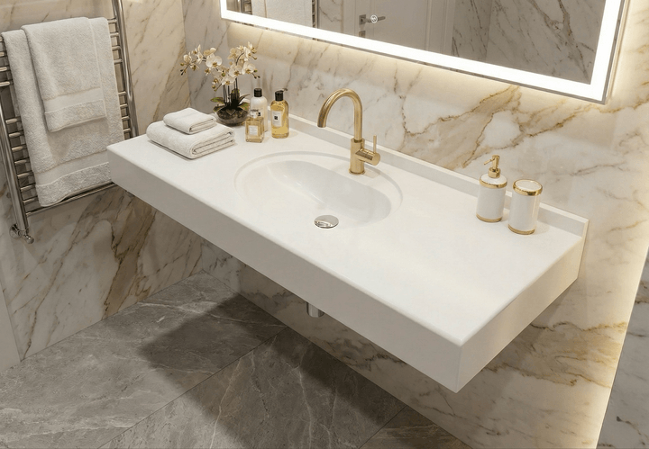 Plan vasque Tunisie / Plan vasque 120 cm Tunisie / Sanitaires Tunisie / Sanibel Tunisie / Plan vasque décentré Tunisie