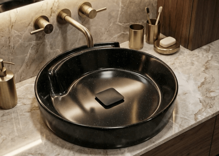 Vasque ronde Tunisie / Bol à poser noir Tunisie  / Vasque  arrondie noire  Tunisie