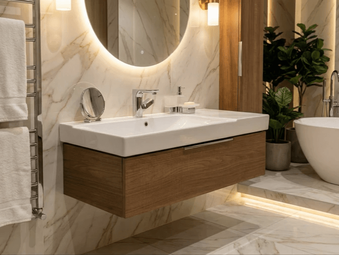 Meuble de salle de bain Tunisie / Salle de bain Tunisie / Meuble pour salle de bain design Tunisie / Meuble de salle de bain Hydrofuge Tunisie / Meuble de salle de bain High Gloss Tunisie / Lavabo Geberit Tunisie / Meuble de salle de bain Geberit Tunisie / Meuble Geberit Tunisie