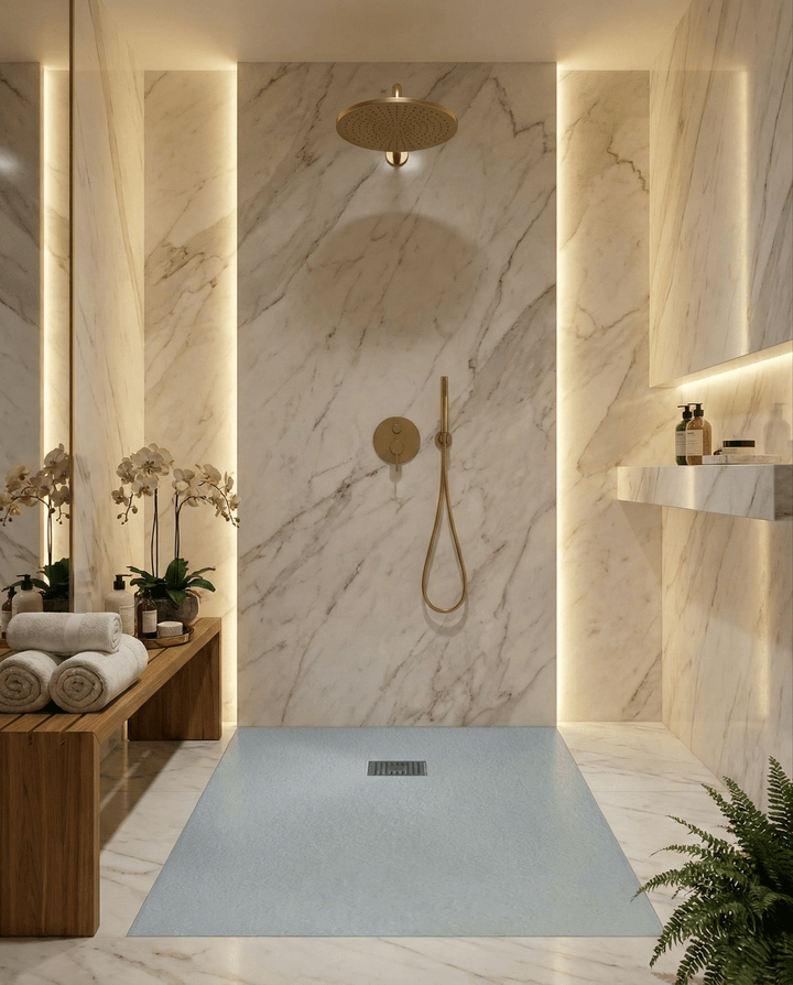 Receveur de douche Tunisie / Receveur rectangulaire extra-plat "Vulcanite" blanc