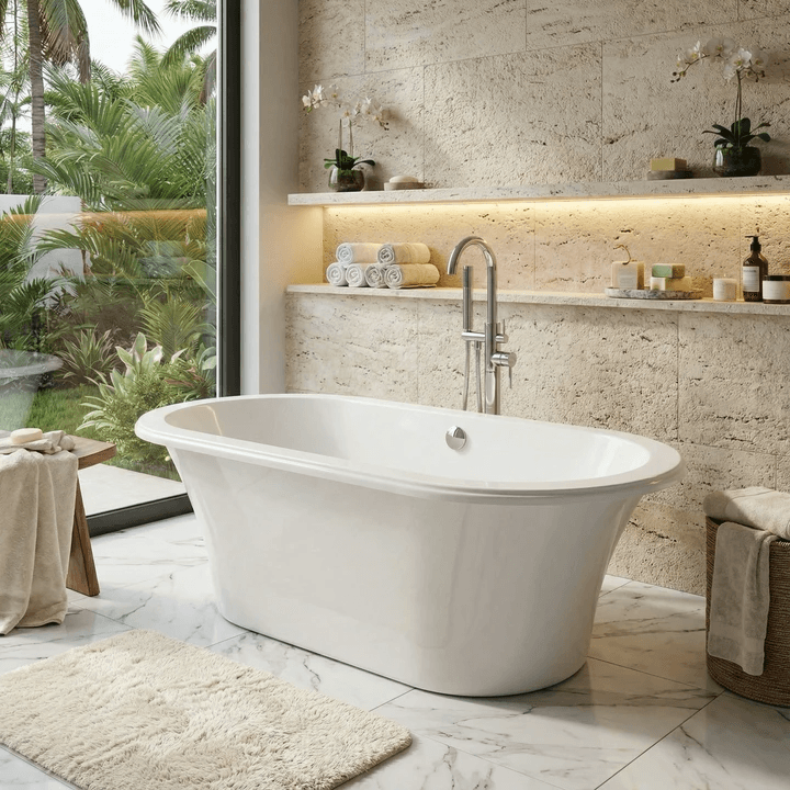 Baignoire Tunisie / Sanitaire Tunisie / Baignoire design Tunisie / Baignoire centrée Tunisie / Baignoire en ilot Tunisie / Baignoire au centre Tunisie