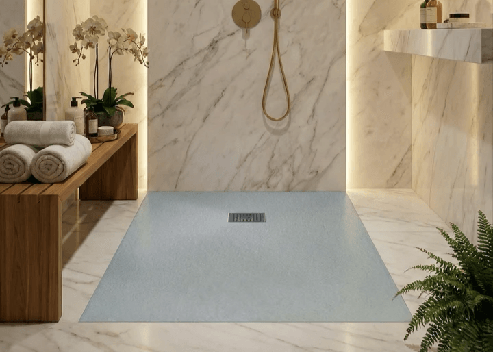 Receveur de douche Tunisie / Receveur rectangulaire extra-plat "Vulcanite" blanc