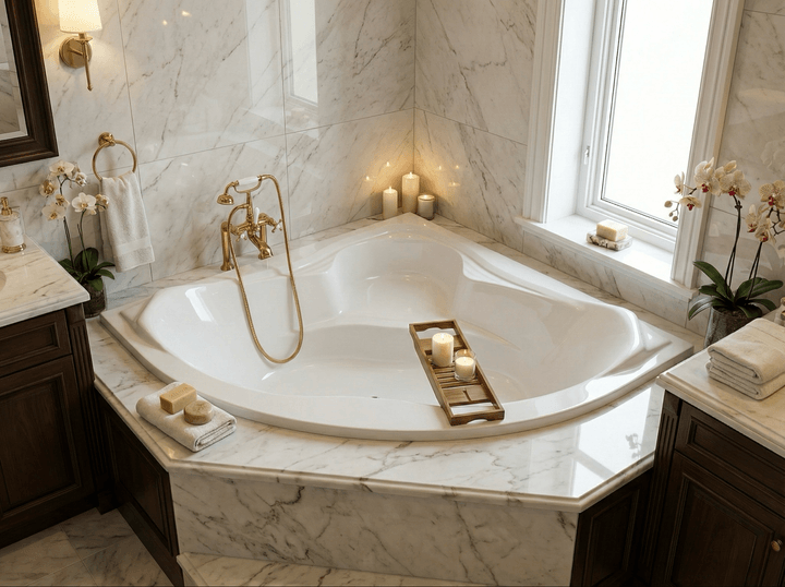 Baignoire de coin Tunisie / Salle de bains Tunisie / Sanitaire Tunisie / Baignoire d'angle design Tunisie / Baignoire de coin bon prix Tunisie / Baignoires en coin Tunisie