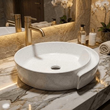 Lavabo Tunisie / Vasque Tunisie / Vasque  à poser granité blanc Tunisie /  Vasque à poser rond Tunisie / Bol Tunisie