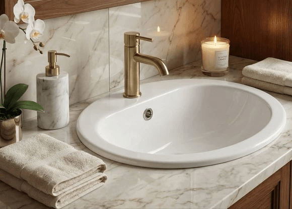 Vasque sanitaire Tunisie / Vasque ronde Tunisie / Vasque arrondie à poser Tunisie / Vasque encastrable pour salle de bain Tunisie / Lavabo rond Tunisie 