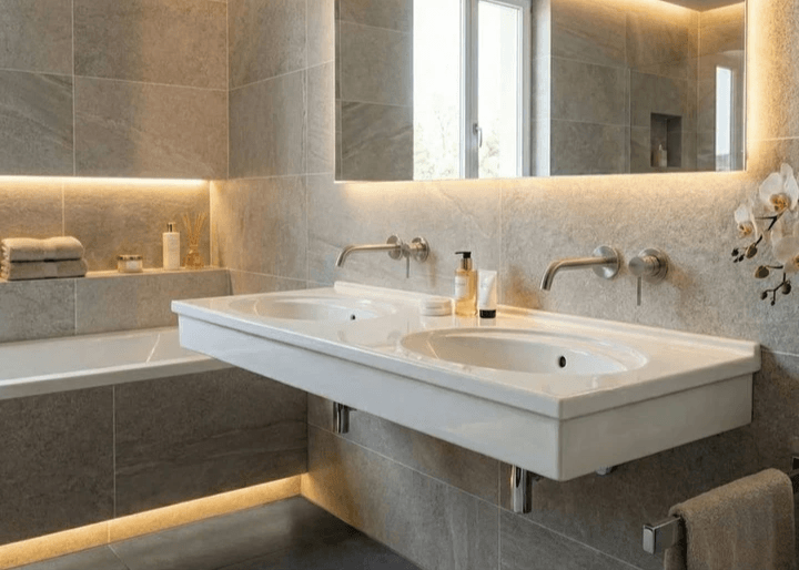 Plan vasque Tunisie / Plan vasque double Tunisie / Sanitaires Tunisie / Sanibel Tunisie / Bluestone Tunisie / Plan vasque 150 cm Tunisie