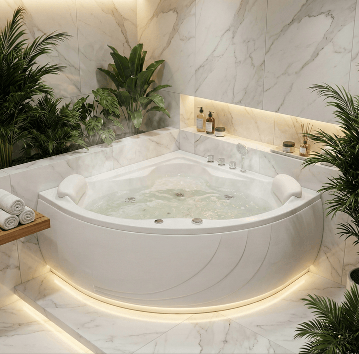 Baignoire  hydromassage  d'angle Tunisie / Salle de bain Tunisie Baignoire hydromassage de coin Tunisie