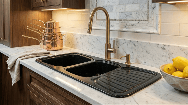 Evier de cuisine double bac Tunisie / Evier de cuisine avec égouttoir Tunisie / Evier de cuisine 116 cm Tunisie / Evier de cuisine Sanibel