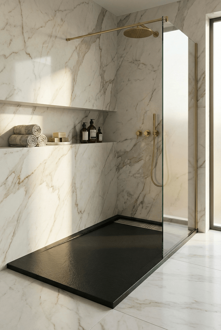 Receveur de douche Tunisie / Receveur rectangulaire extra-plat "Galaxite" noir