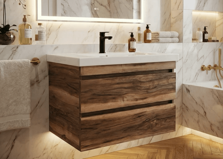 Salle de bain Tunisie / Meubles salle de bain Tunisie / Plan vasque avec meuble et miroir Tunisie / Ensemble meuble miroir vasque salle de bain Tunisie /  