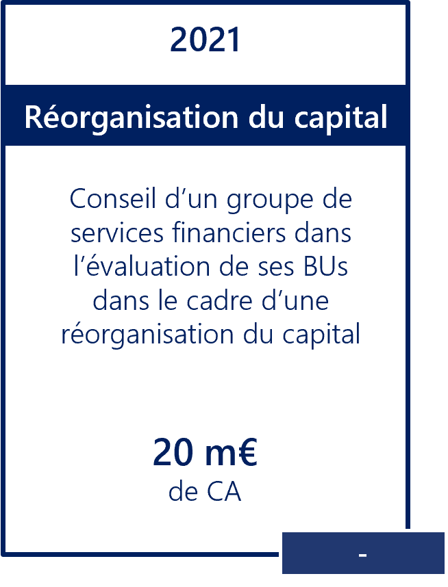 Réorganisation du capital évaluation BUs