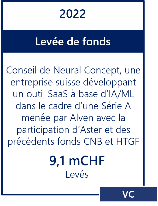 Levée de fonds VC Neural Concept Intelligence Artificielle Suisse Série A Aster Capital CNB HTGF Alven