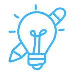 icon of lightbulb with pencil representing creativity and development