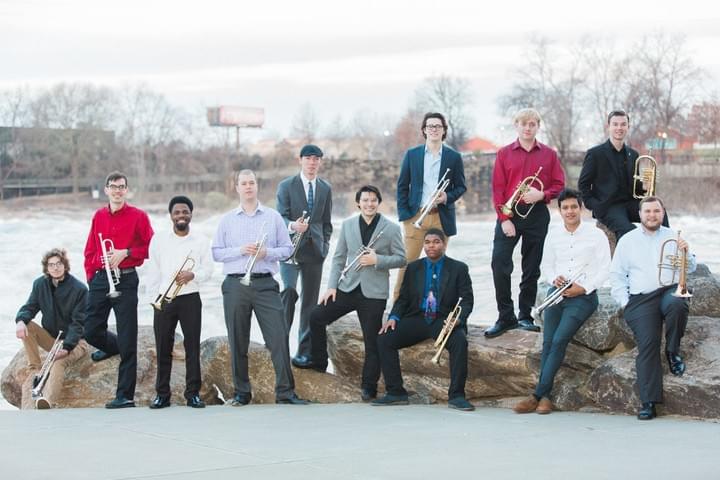 Columbus State Trumpet Ensemble by a river