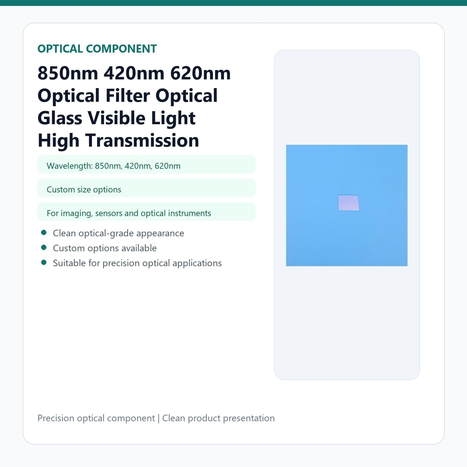 850nm 420nm 620nm Optical Filter Glass Visible Light High Transmission