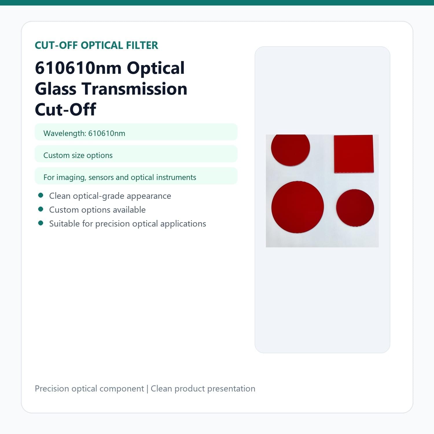 610610nm Optical Glass Transmission Cut-Off HB610 RG