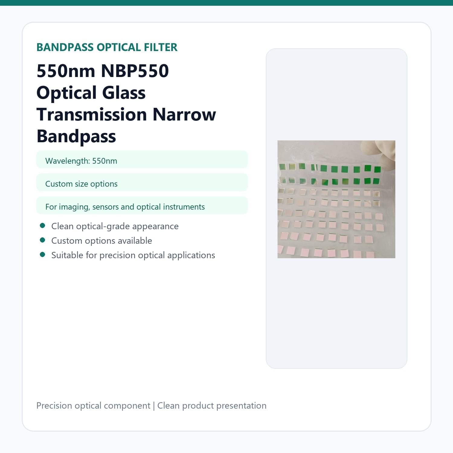 550nm NBP550 Optical Glass Transmission Narrow Bandpass