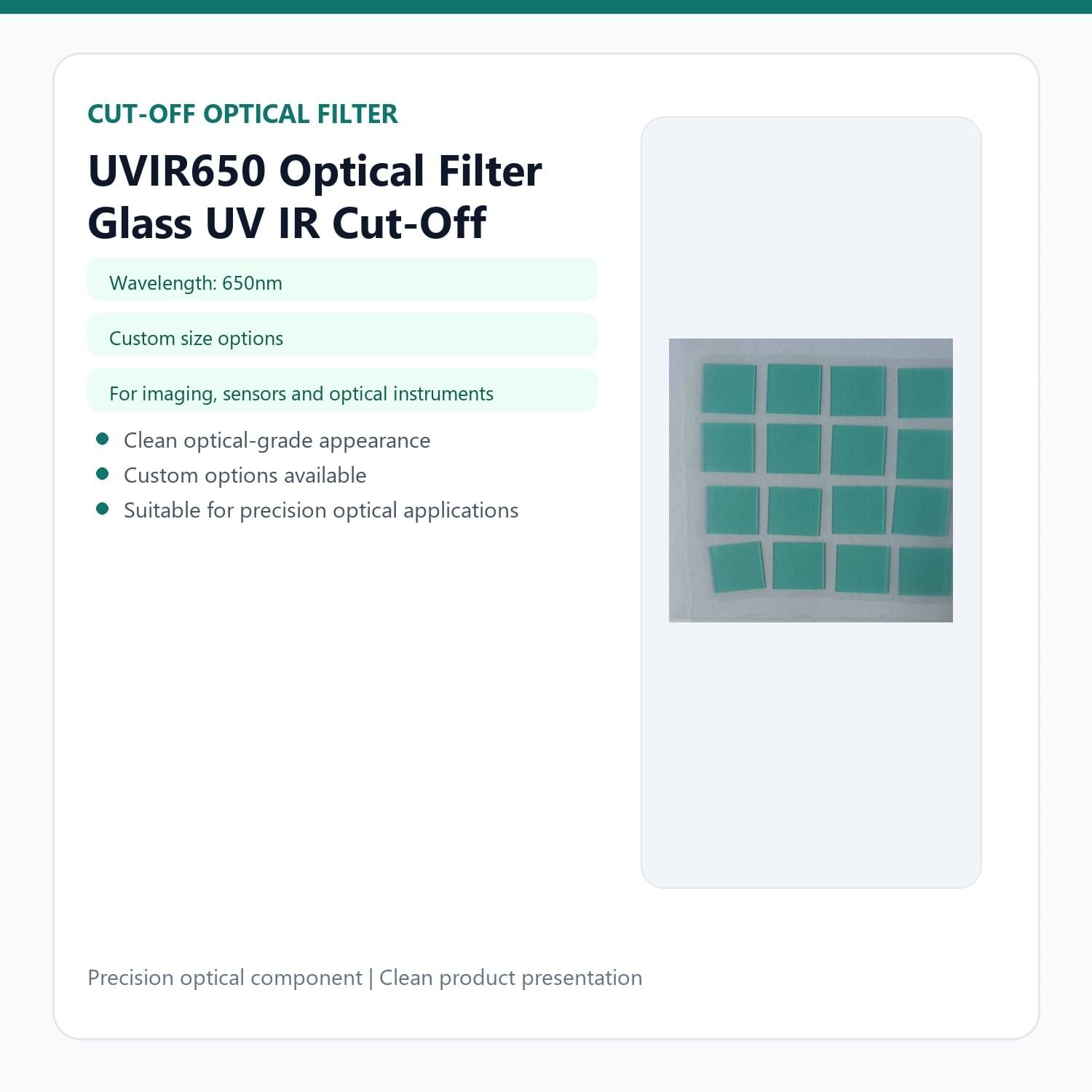 UVIR650 Optical Filter Glass UV IR Cut-Off nm