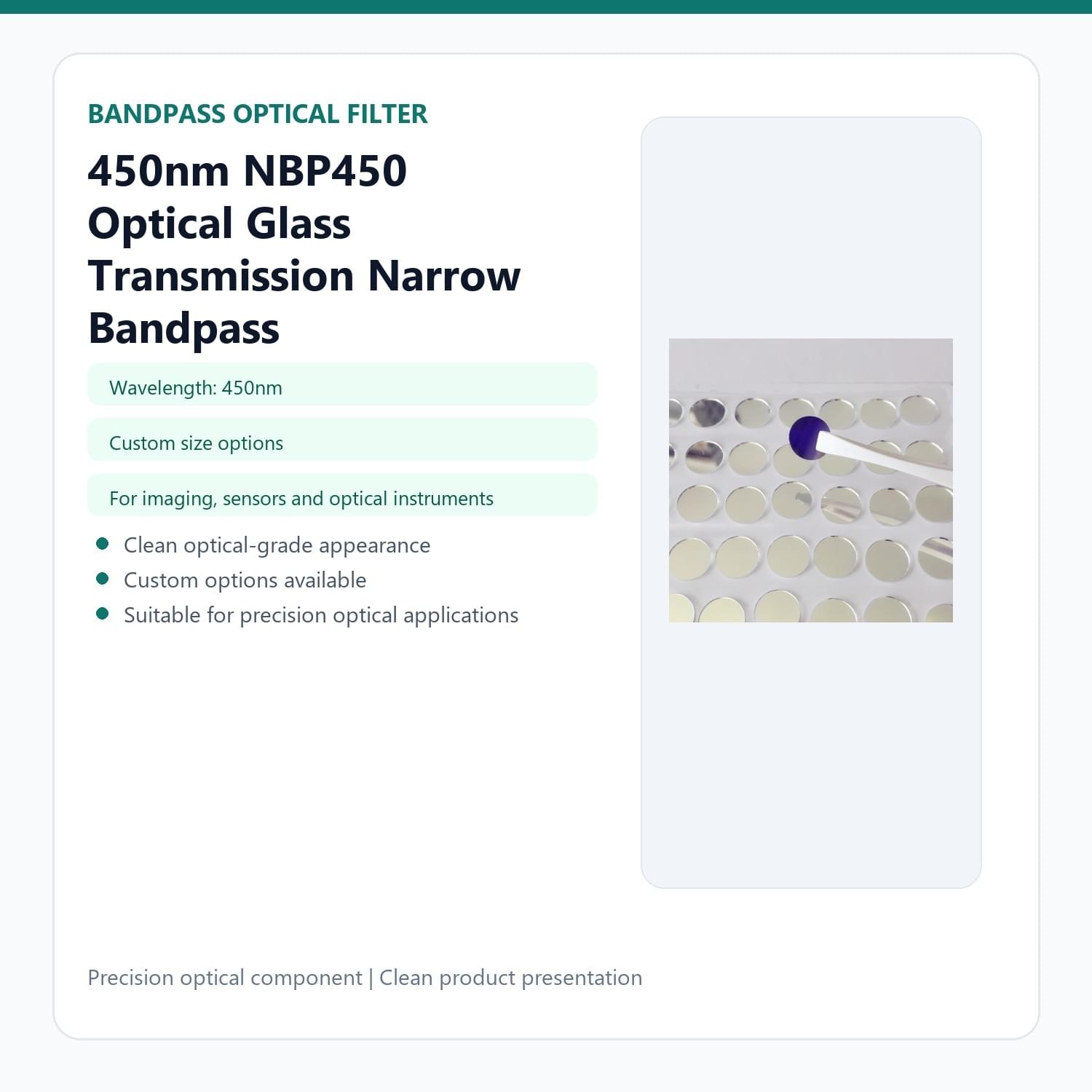 450nm NBP450 Optical Glass Transmission Narrow Bandpass