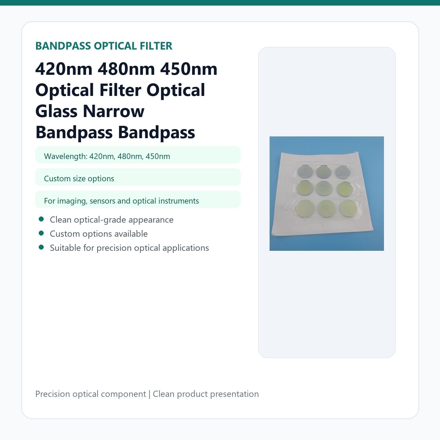 420nm 480nm 450nm Optical Filter Glass Narrow Bandpass Bandpass High Transmission