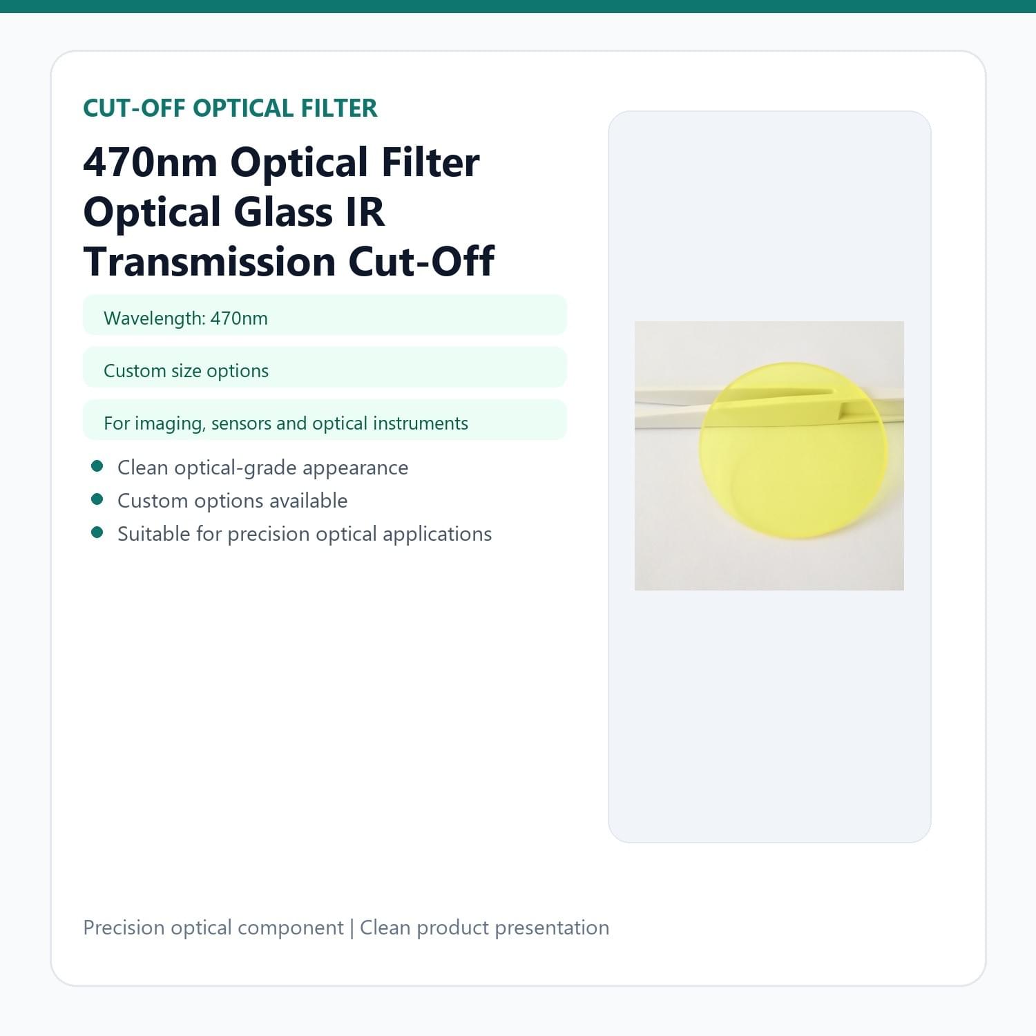 470nm Optical Filter Glass IR Transmission Cut-Off JB470
