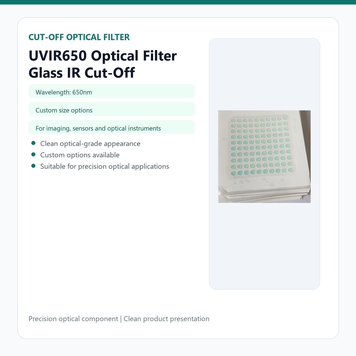 UVIR650 Optical Filter Glass IR Cut-Off Low-Pass nm