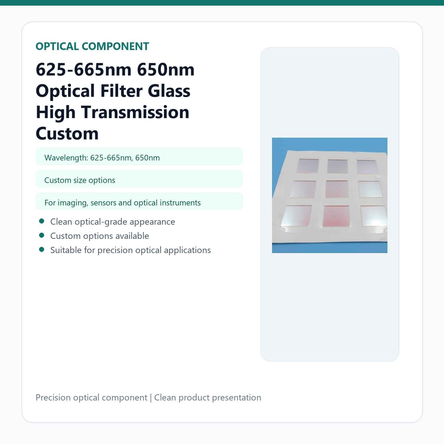 625-665nm 650nm Optical Filter Glass High Transmission