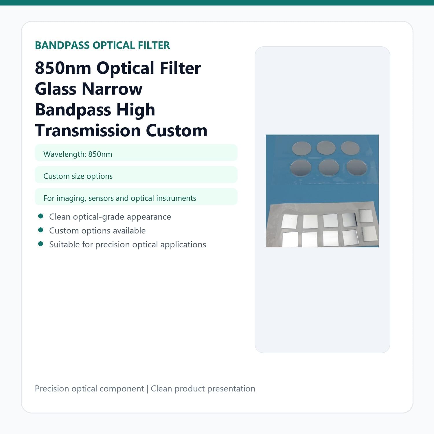 850nm Optical Filter Glass Narrow Bandpass High Transmission In Stock
