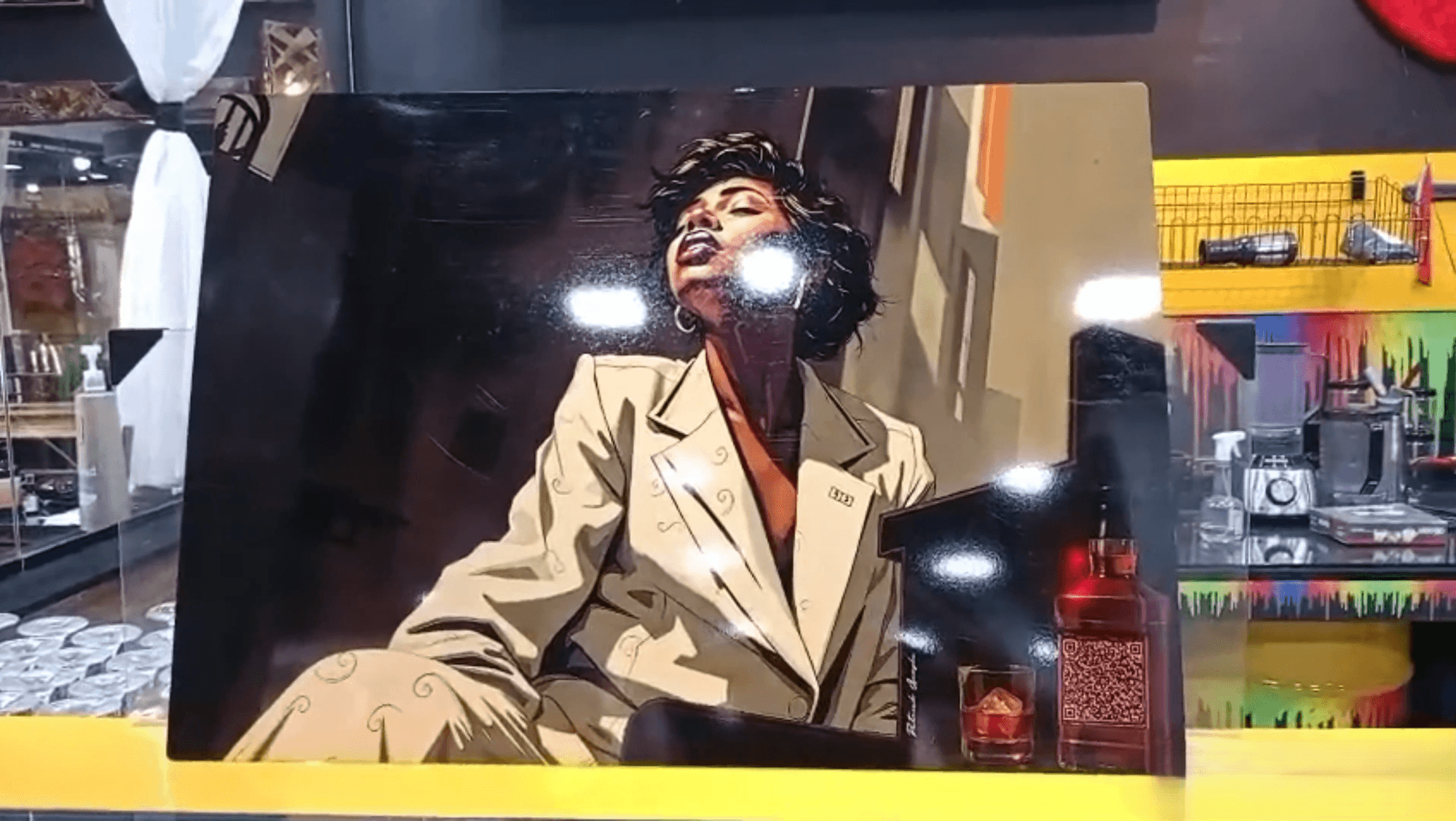 Midnight Jazz exhibition photo, artwork displayed in a real space