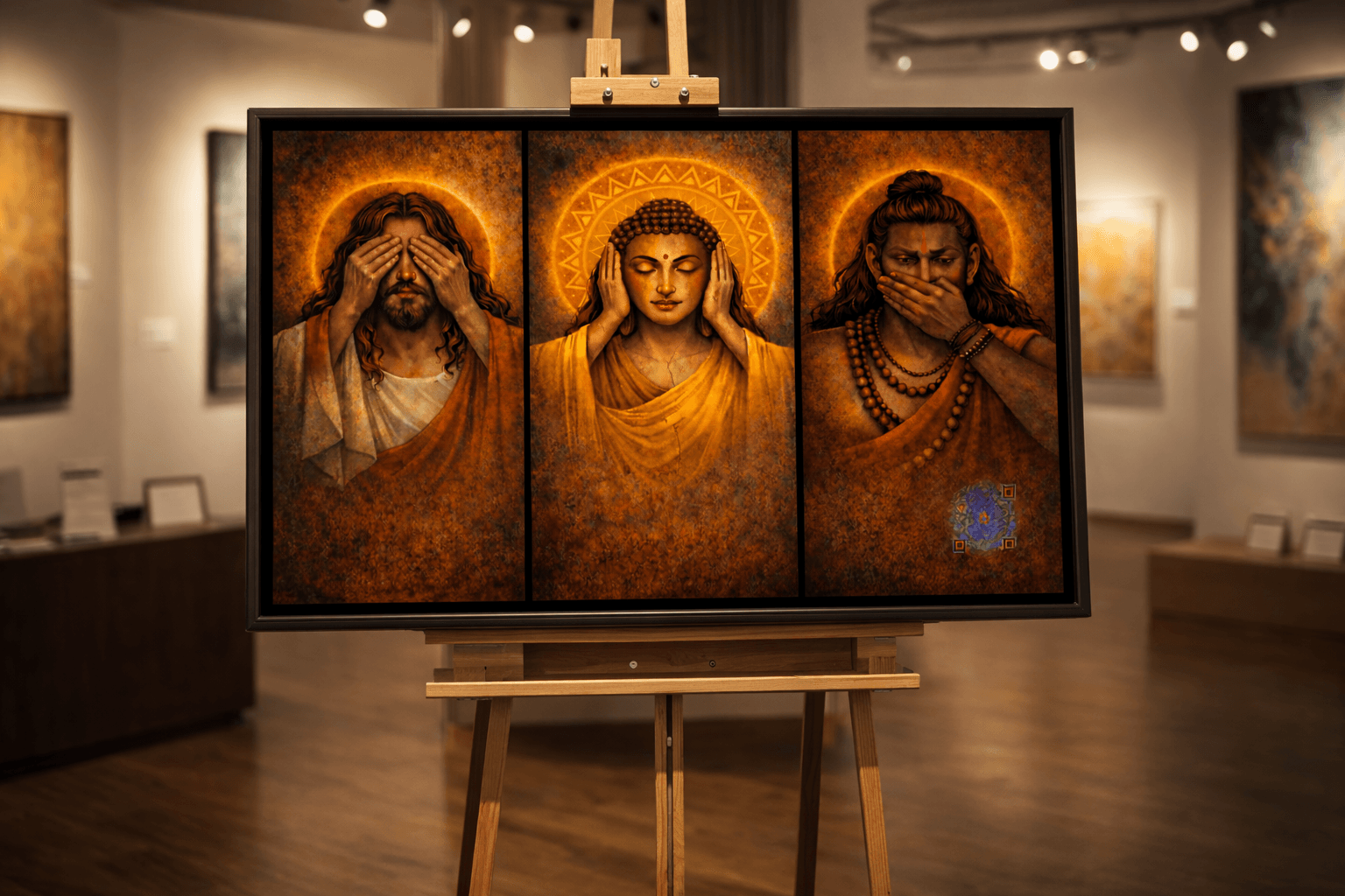 See Nothing Hear Nothing Speak Nothing exhibition proof photo, real display context