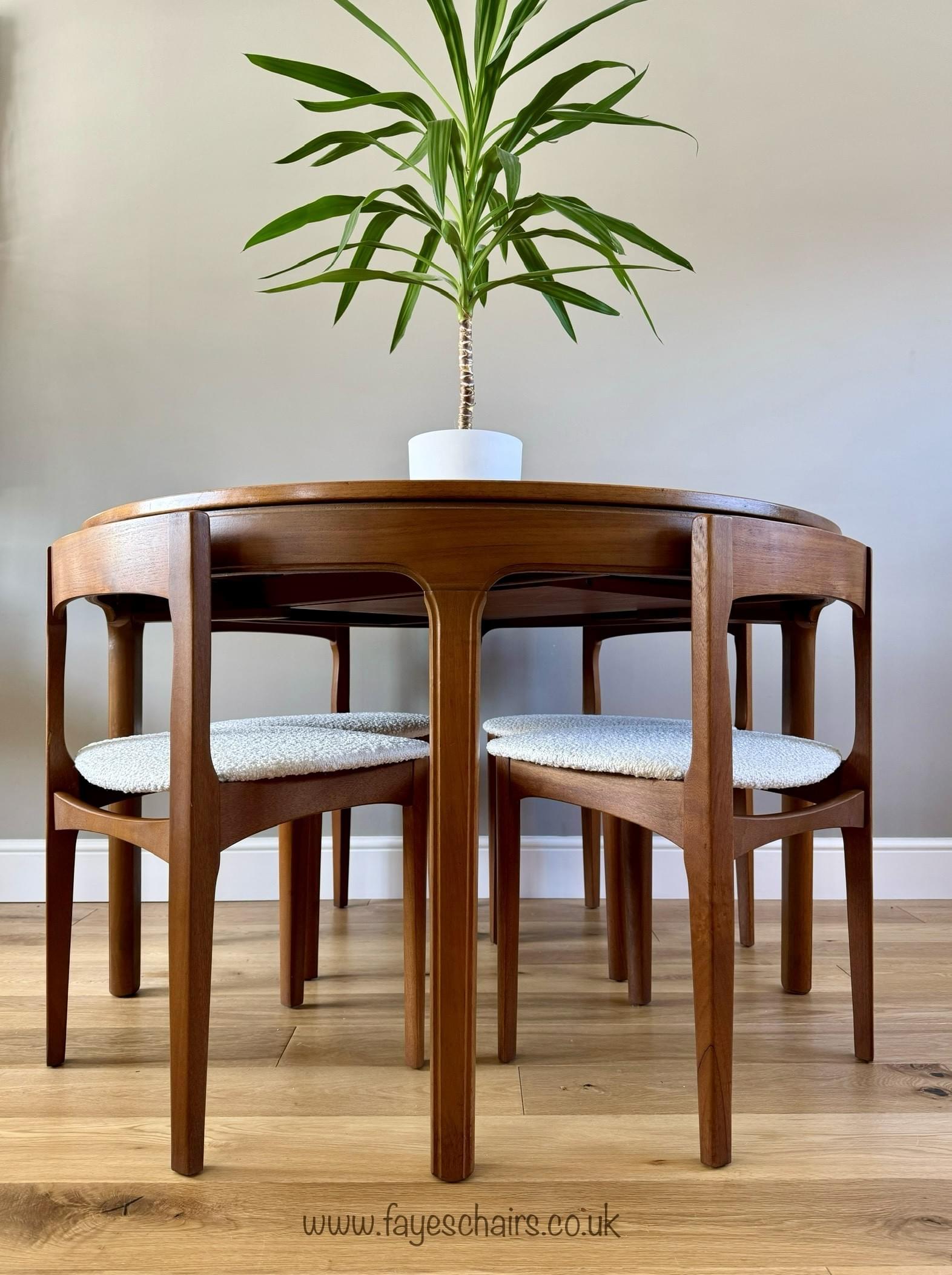 SOLD NATHAN Vintage Retro Round Extending Dining Table and Chairs