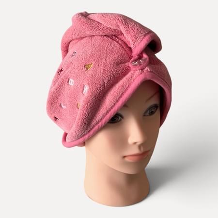 Serviette cheveux en microfibre avec bouton, turban de séchage