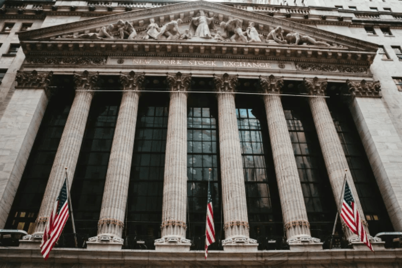 New York Stock Exchange building, front view (NYSE)
