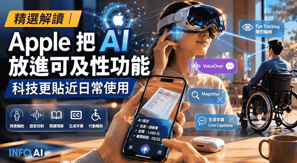 精選解讀｜Apple 把 AI 放進可及性功能：iPhone 與 Vision Pro 正在讓科技更貼近日常使...