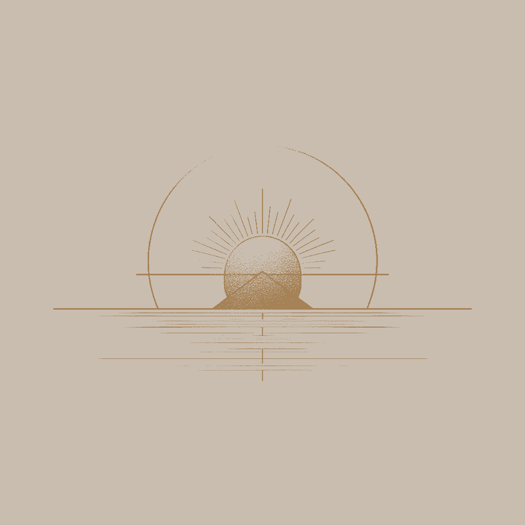 Minimalist gold line icon of a rising sun symbolizing executive renewal and clarity for burnout recovery sabbaticals Minimalist gold line icon of a rising sun symbolizing executive renewal and clarity for burnout recovery sabbaticals