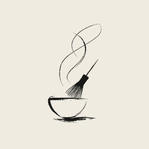 Elegant line-art icon of a chawan tea bowl with rising steam and a bamboo chasen whisk, representing a Japanese tea ceremony ritual for mindfulness and grounding Elegant line-art icon of a chawan tea bowl with rising steam and a bamboo chasen whisk, representing a Japanese tea ceremony ritual for mindfulness and grounding