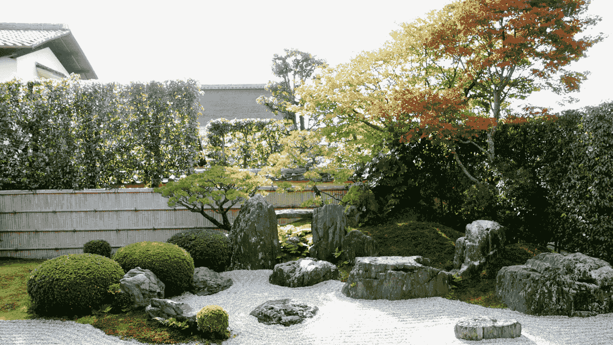 Kyoto zen garden with moss and stones Kyoto zen garden with moss and stones