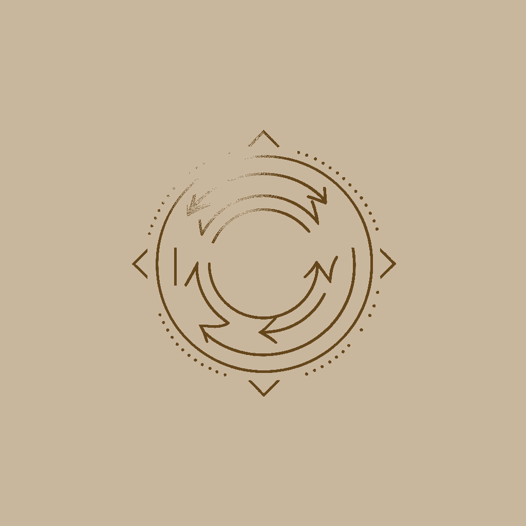 Minimalist gold line icon of a flowing circular cycle symbolizing regenerative work design and sustainable workflow patterns Minimalist gold line icon of a flowing circular cycle symbolizing regenerative work design and sustainable workflow patterns