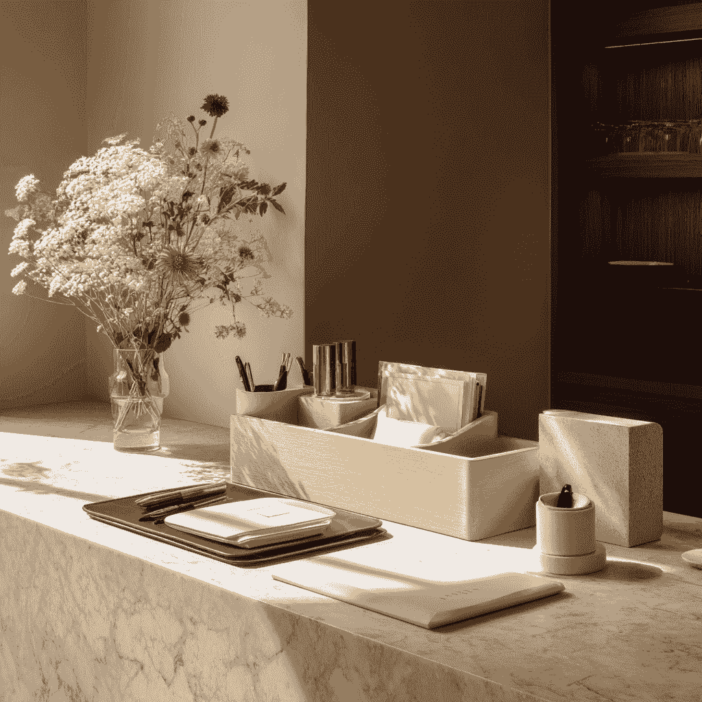Quiet luxury travel concierge desk with minimalist tools representing the Burnout Concierge Network for travel advisors specializing in burnout recovery retreats Quiet luxury travel concierge desk with minimalist tools representing the Burnout Concierge Network for travel advisors specializing in burnout recovery retreats
