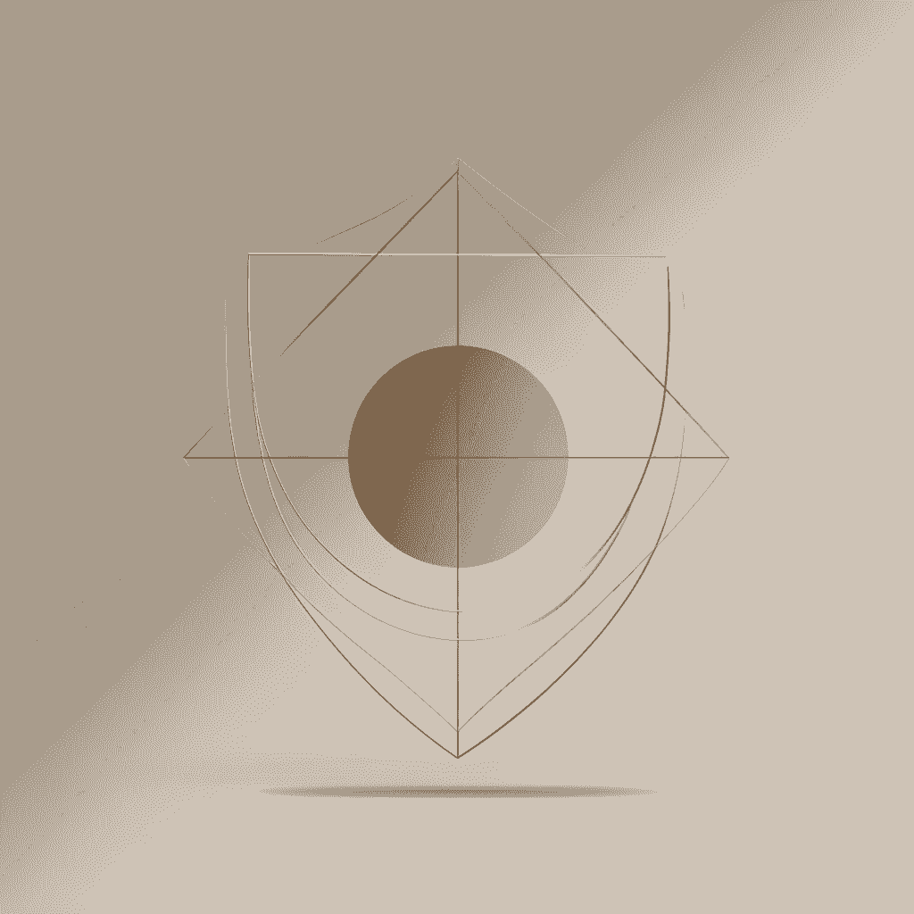 Minimalist gold line icon of a protective geometric shield symbolizing psychological safety and emotional containment in organizations Minimalist gold line icon of a protective geometric shield symbolizing psychological safety and emotional containment in organizations
