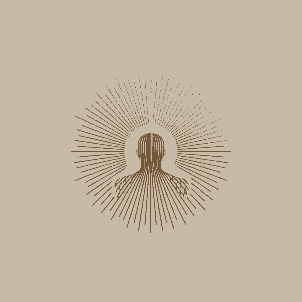 Minimalist gold line icon of a centered human silhouette with calm radiating waves representing nervous-system aware leadership Minimalist gold line icon of a centered human silhouette with calm radiating waves representing nervous-system aware leadership