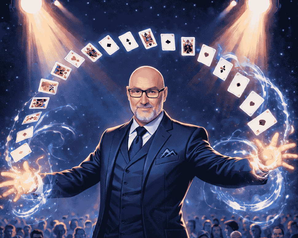 Brent Gregory Magician and Mentalist on stage at corporate event Brent Gregory Magician and Mentalist on stage at corporate event