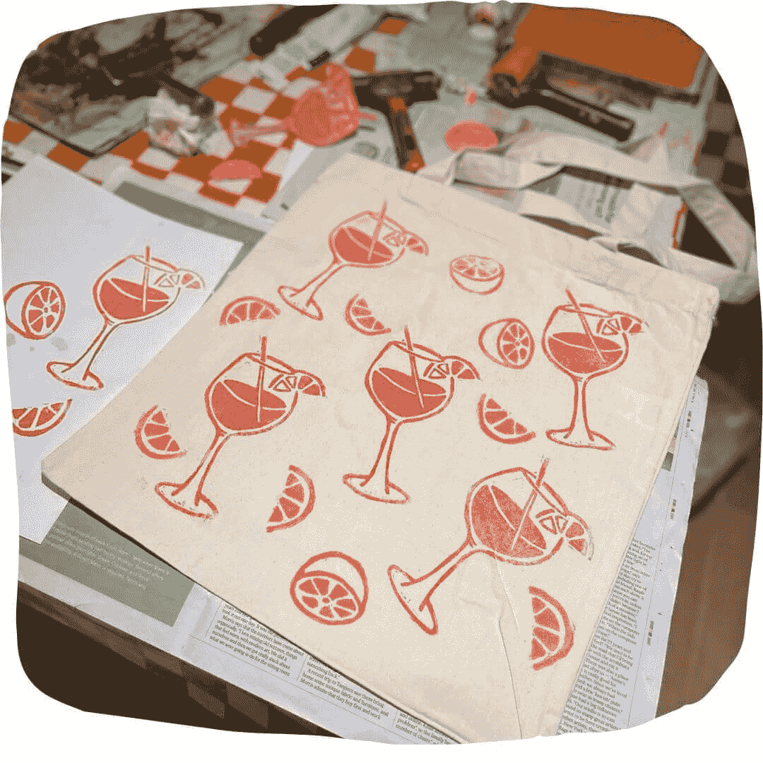 Lino printing creative class at M.Y.O London