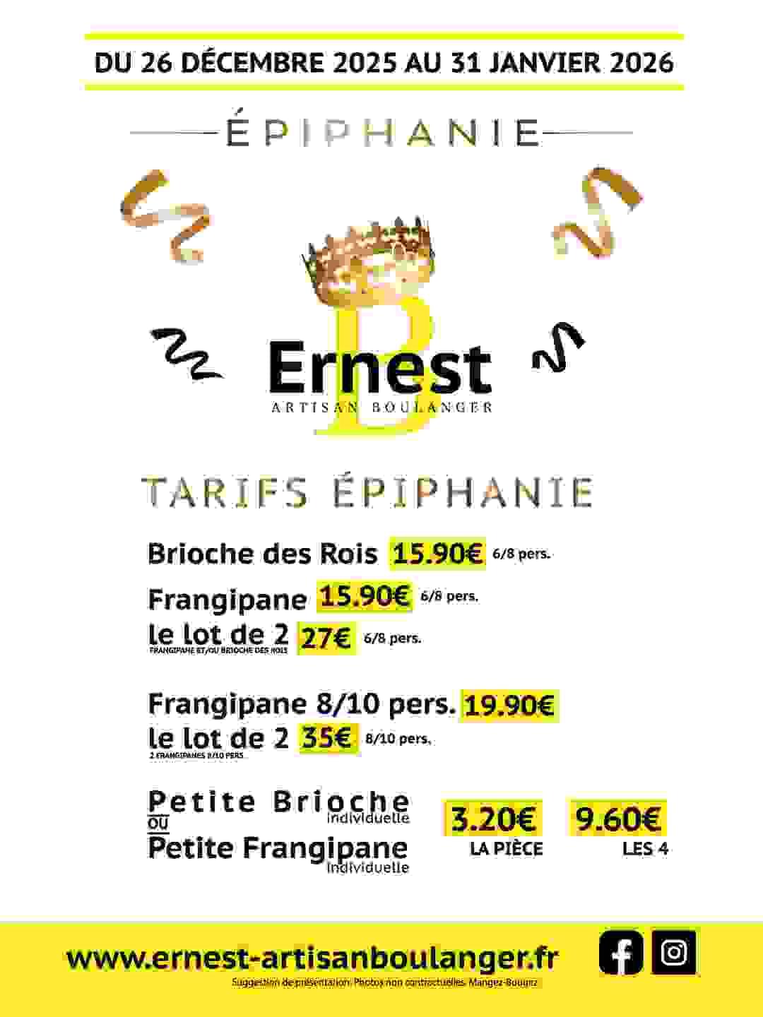 Ernest Manosque - tarifs des brioches des rois et des frangipanes pour l'épiphanie ✨ Ernest Manosque - tarifs des brioches des rois et des frangipanes pour l'épiphanie ✨